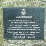 RAF PREDANNACK MEMORIAL  PLAQUE