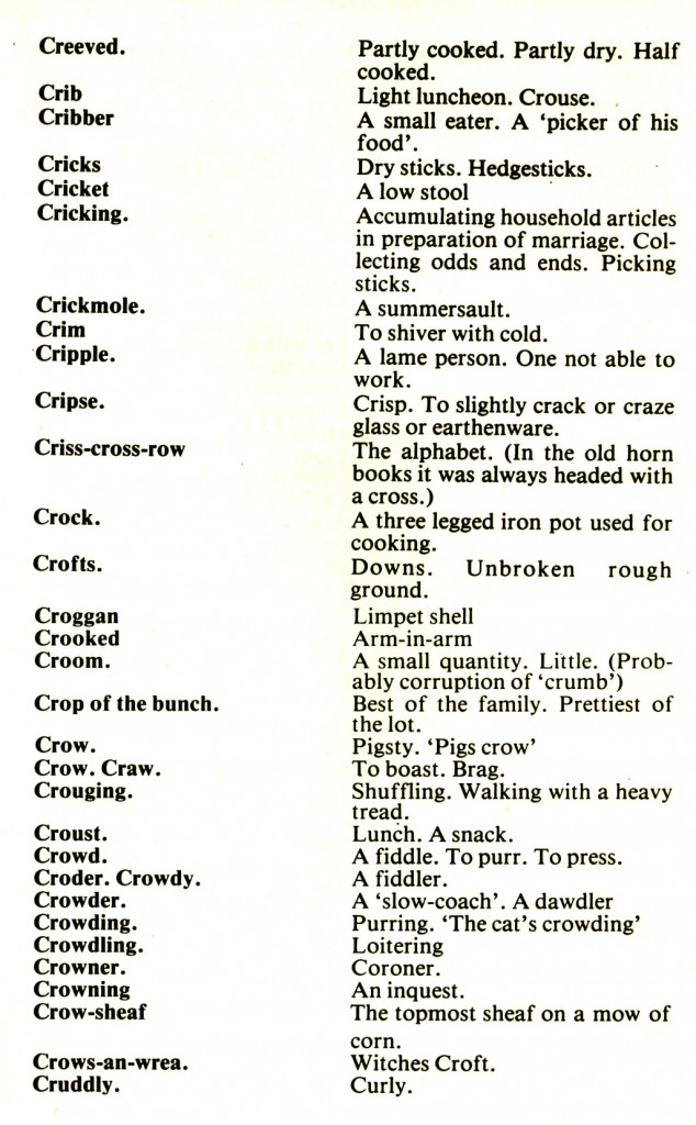 CORNISH DIALECT WORDS C