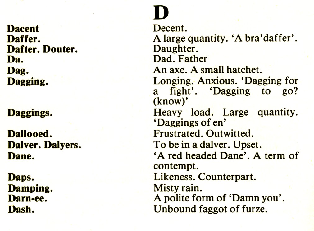 CORNISH DIALECT WORDS D