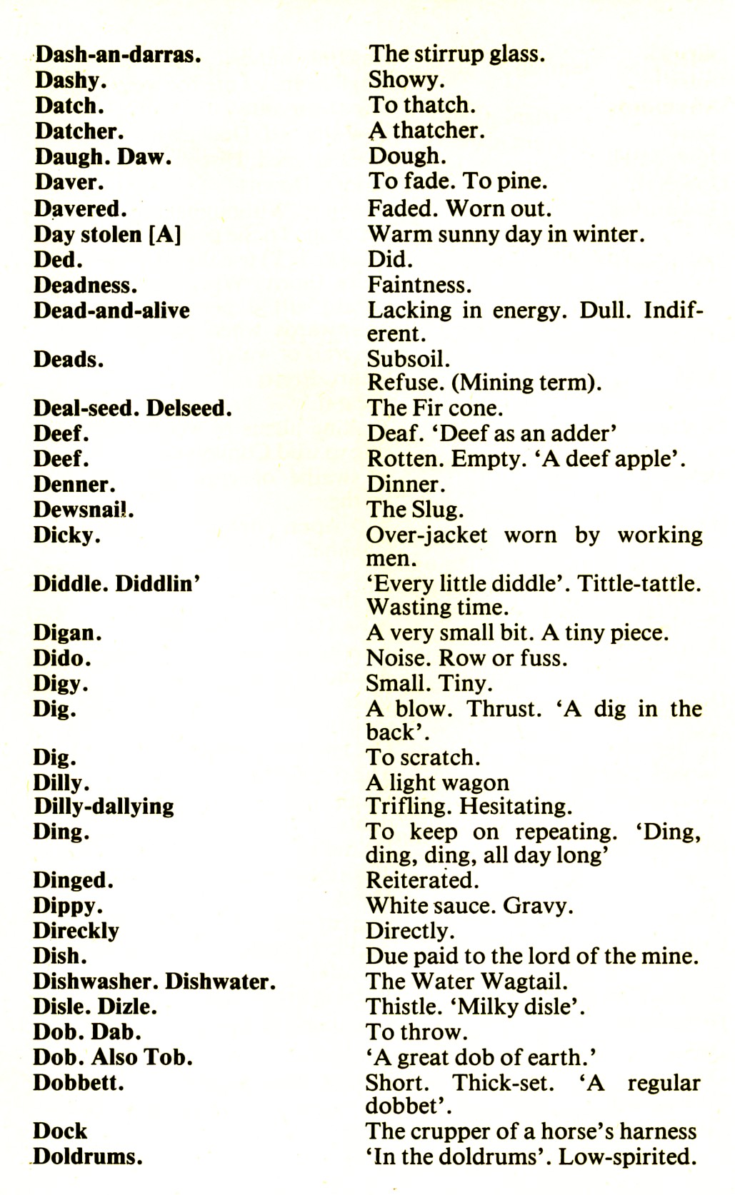 CORNISH DIALECT WORDS D