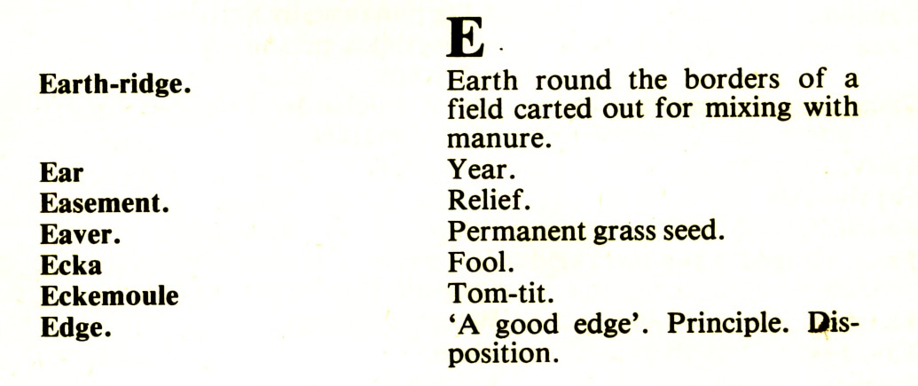 CORNISH DIALECT WORDS E